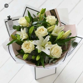 White rose and lily bouquet